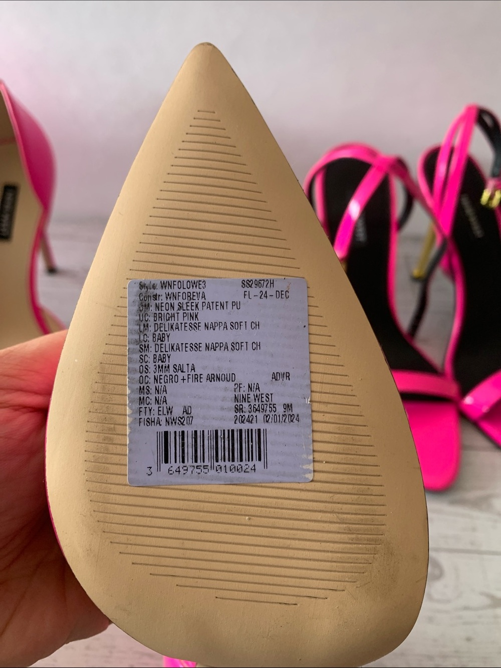 2 Nine West shoes Hot Pink Pointy toe Pumps Reina ankle strap Sandals size 9 - Picture 7 of 11